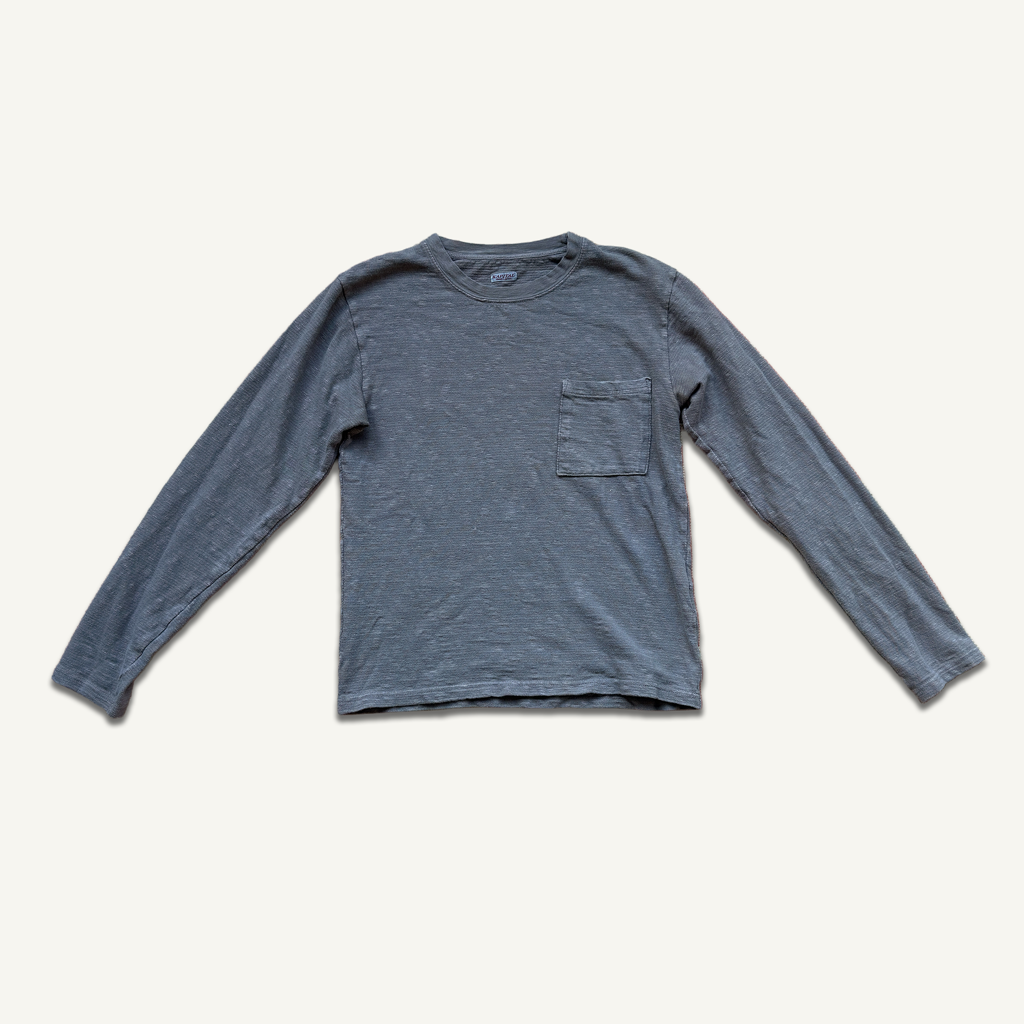 KAPITAL 長袖 ポケット カットソー グレー 4 Kapital AMUSE Knit Pocket Long Sleeve, Charcoal – sabi