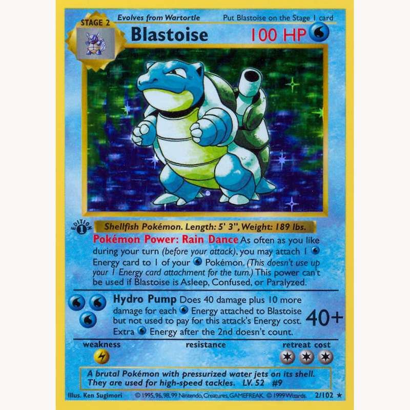 Pokémon Base Set Blastoise 2/102 holo card