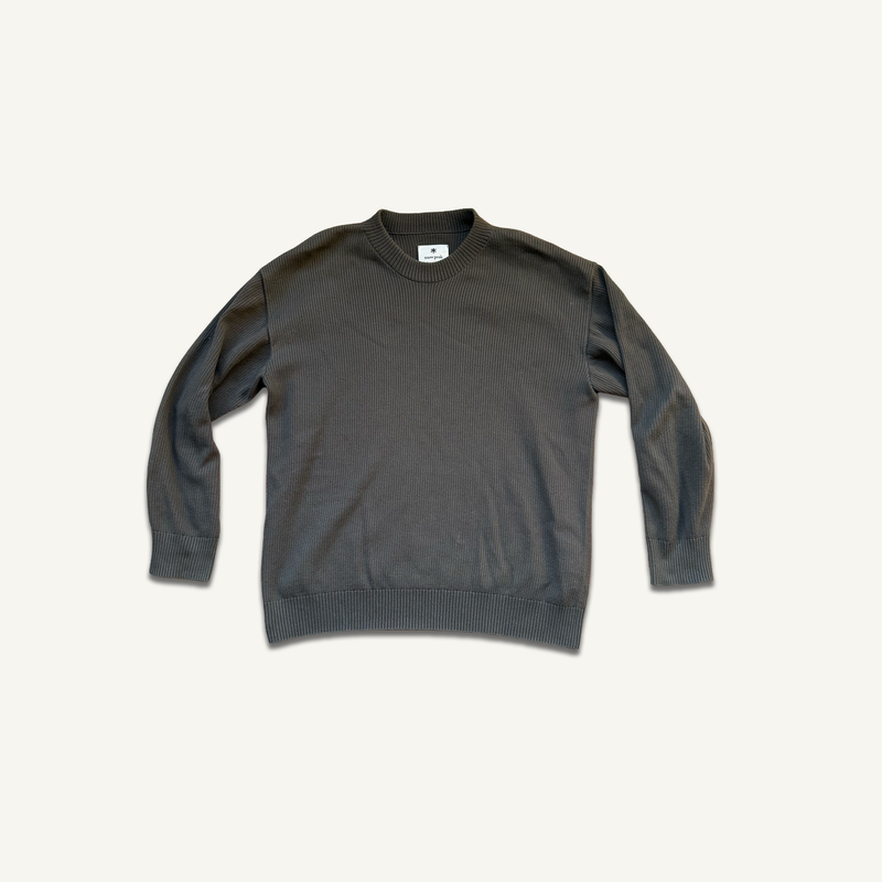 Snow Peak ribbed knit crewneck in olive-brown