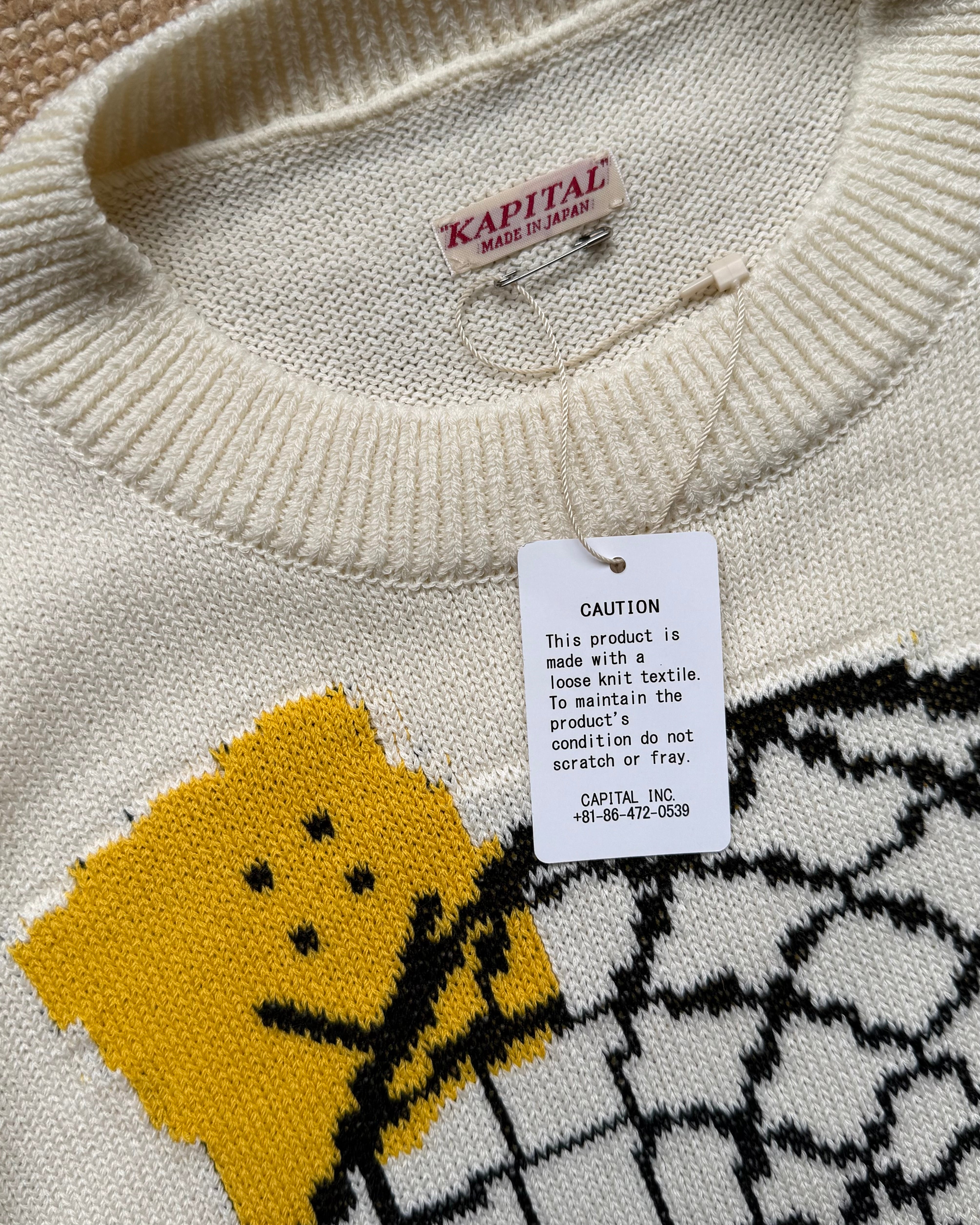 Kapital 7G Knit Peckish Dreamcatcher Crew Neck Sweater, Ivory – sabi