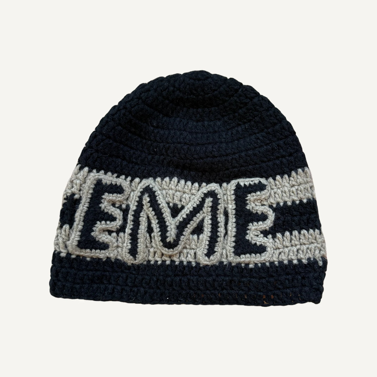 Supreme Crochet Logo Beanie, Black Cream, image 2