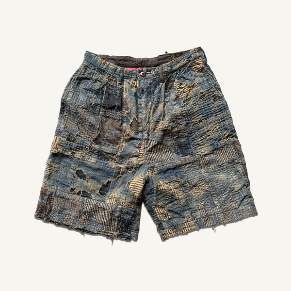 KAPTIAL KOUNTRY BORO PATCHWORK SHORTS, INDIGO – sabi