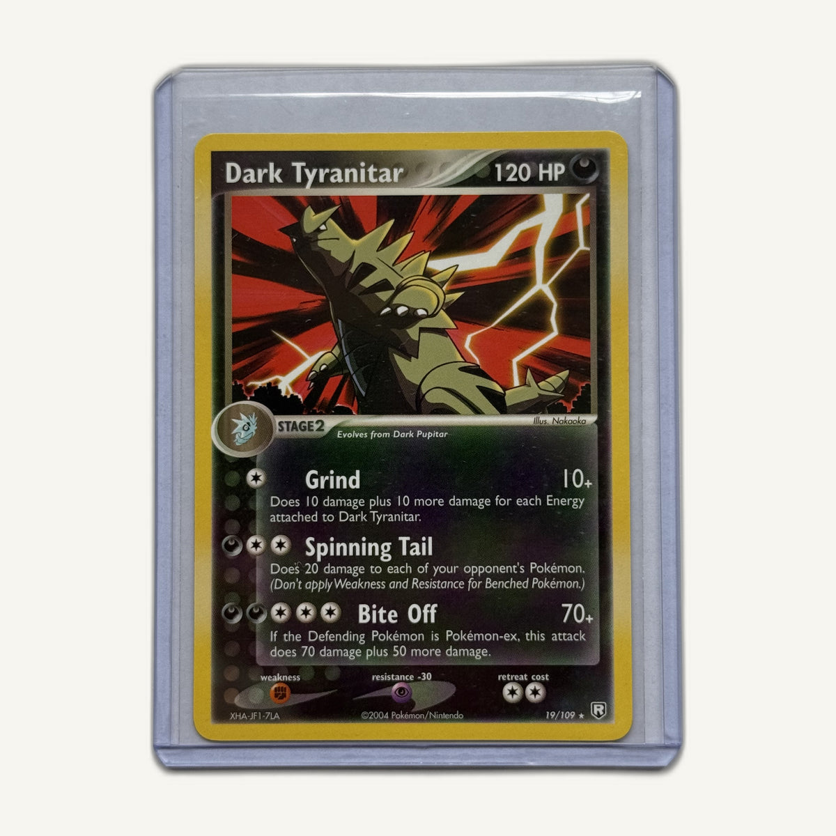 2004 Pokémon EX Team Rocket Returns Dark Tyranitar 19/109, front