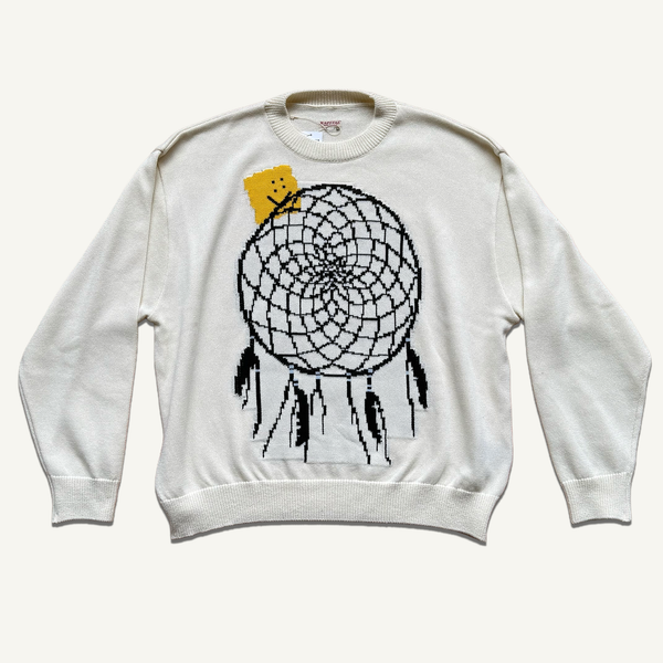 餅十郎DAIRIKU×TAPPEI knit Kapital 7G Knit Peckish Dreamcatcher Crew Neck Sweater, Ivory – sabi
