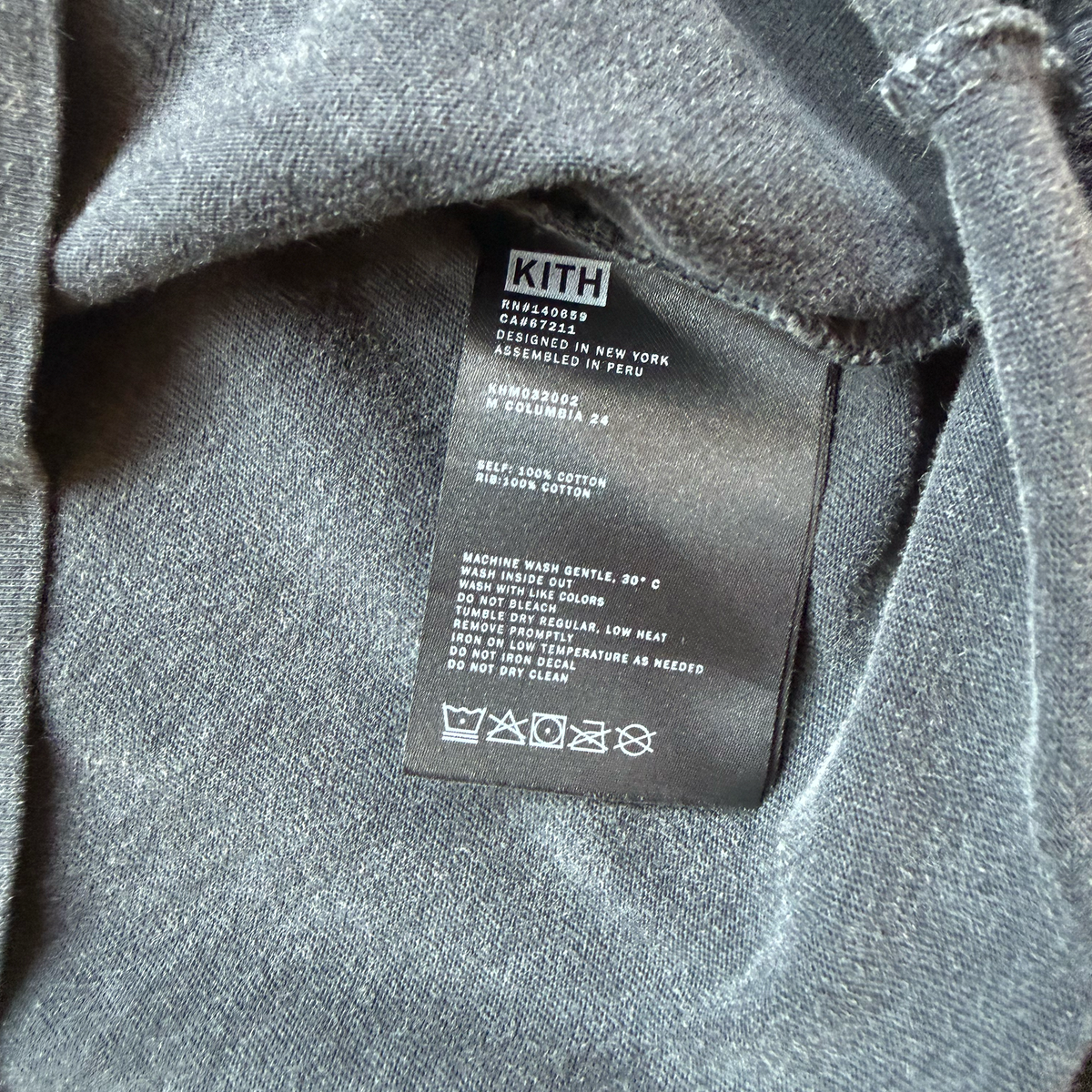 KITH x Columbia ARD tee, inner care label