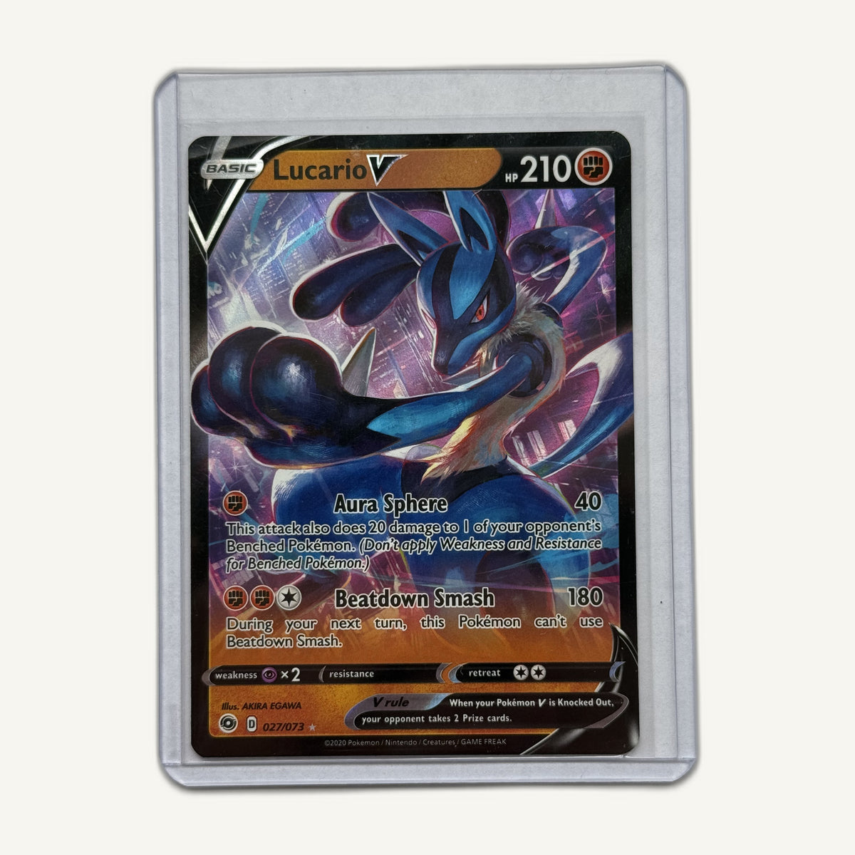 2020 Pokémon Champion's Path Lucario V 027/073, front