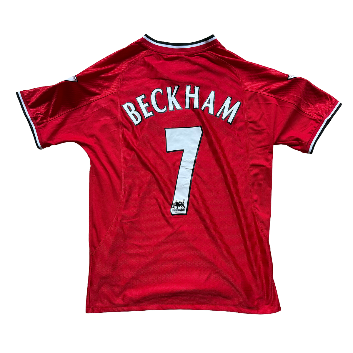 Manchester United home shirt reverse, BECKHAM 7